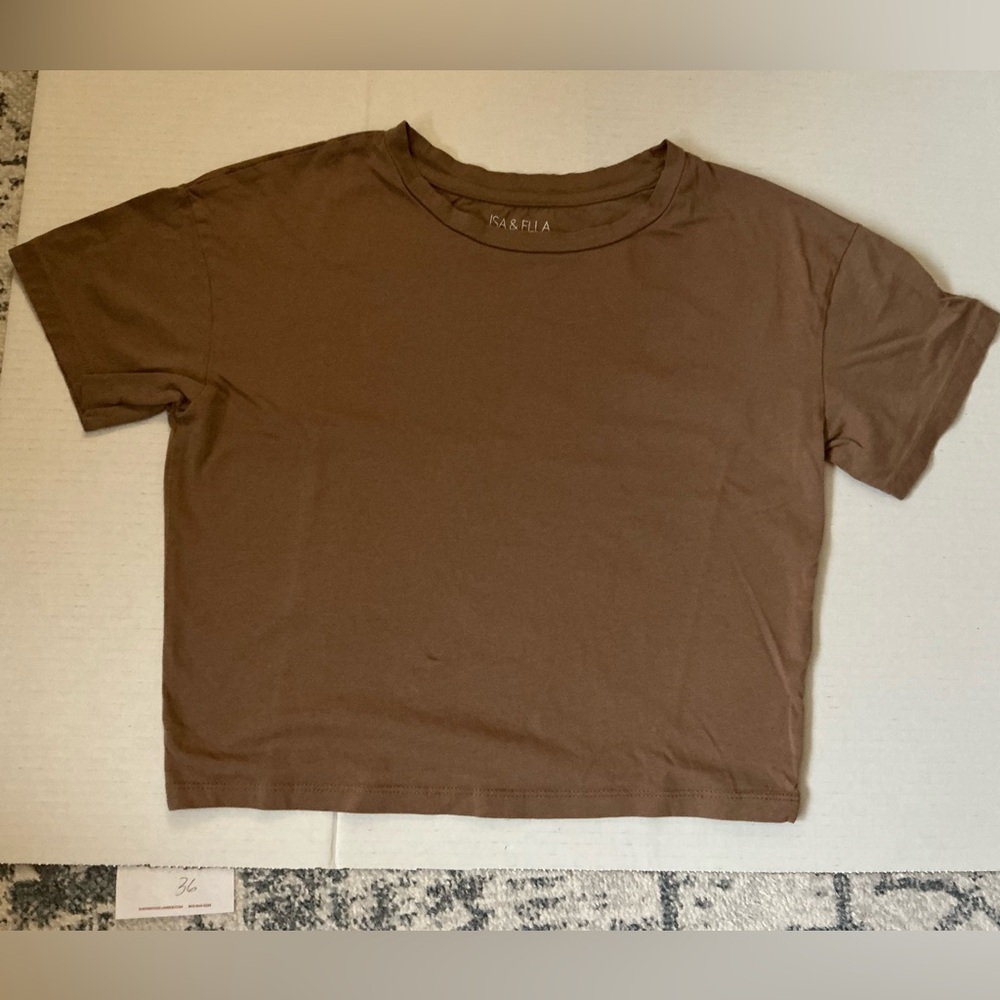 Brown Short Sleeve Crop Tee